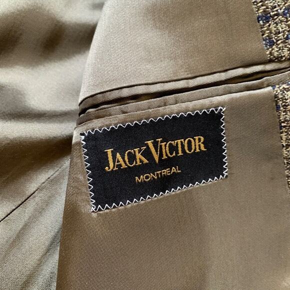 Vintage Jack Victor Blazer Mens 42 Olive Navy Silk Wool Blend One Button Notch - Picture 13 of 16